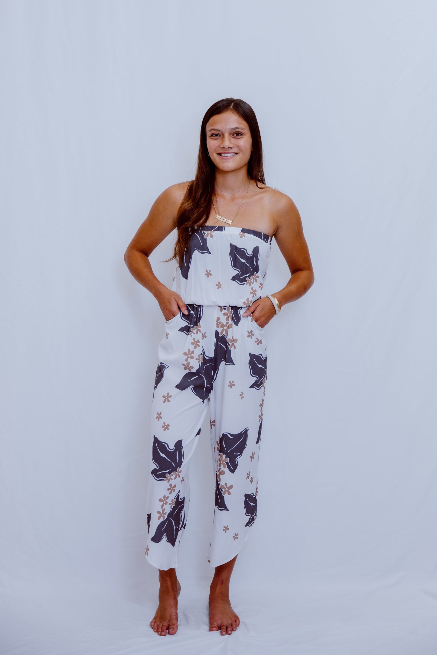 Paulele Strapless Jumpsuit - Charcoal Kukui