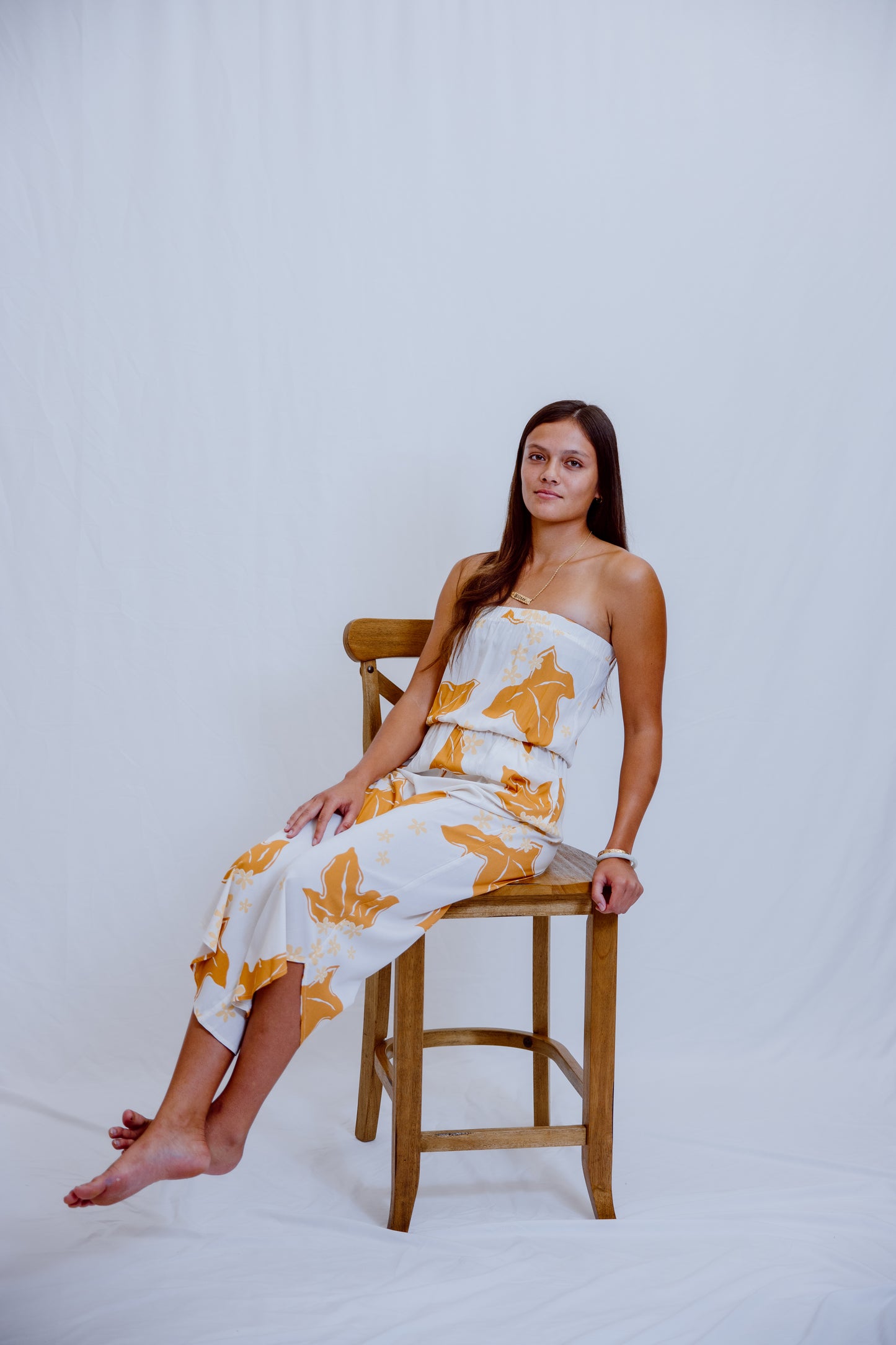 Paulele Strapless Jumpsuit - Mustard Kukui