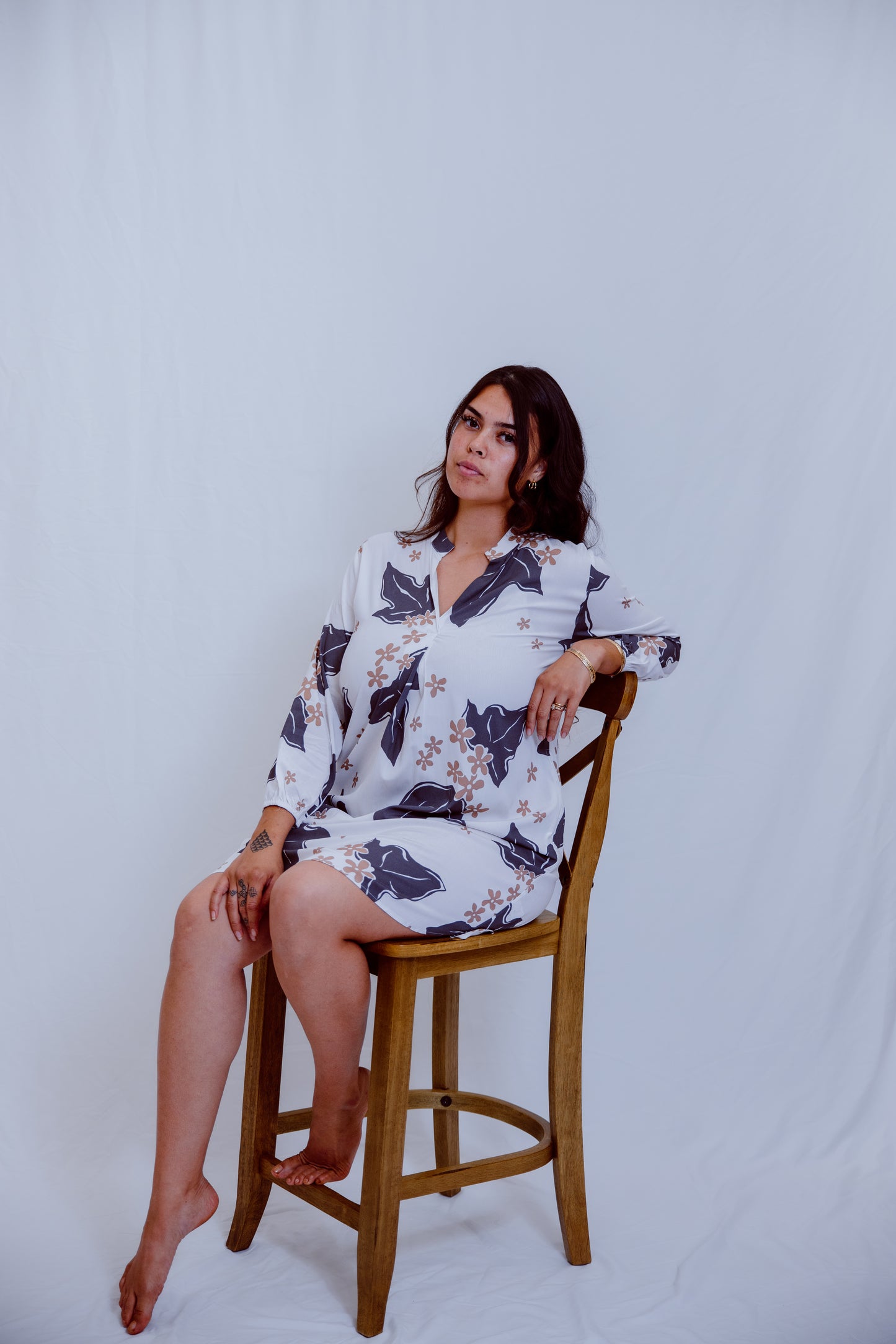 Mahina Long Sleeve Dress 2.0 - Charcoal Kukui