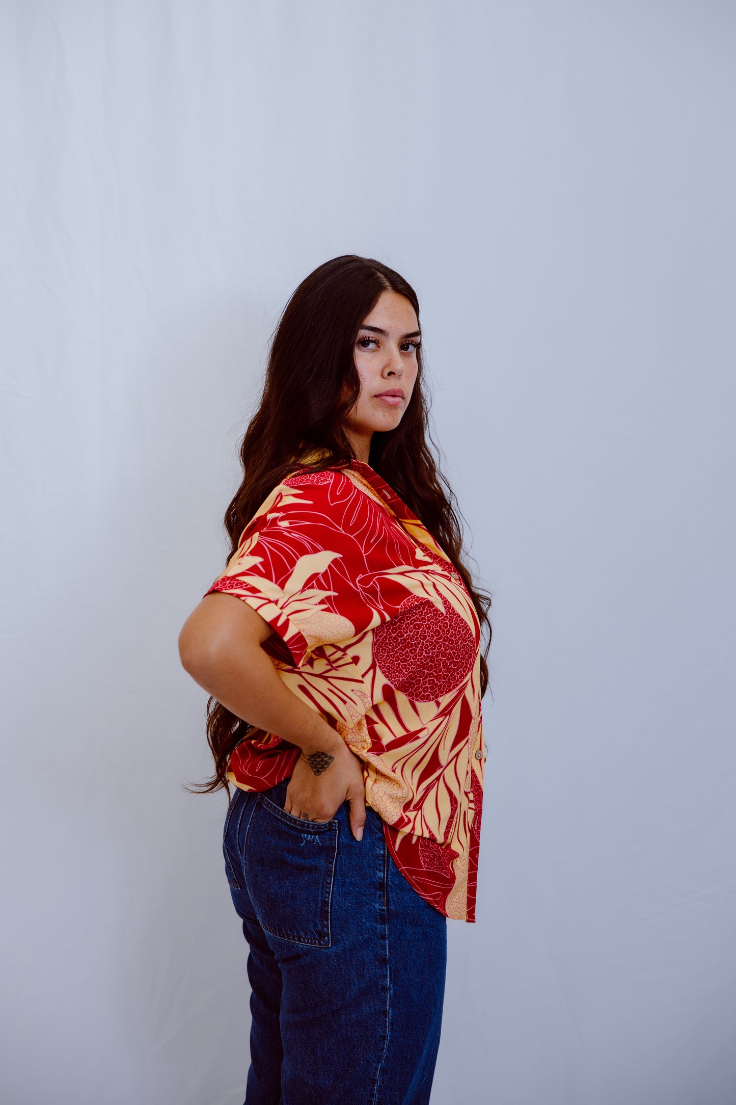 Thelma Aloha Top - Burgundy Ulu