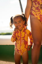 Load image into Gallery viewer, Girl's Long Sleeve Swimsuit- Clay/Sun