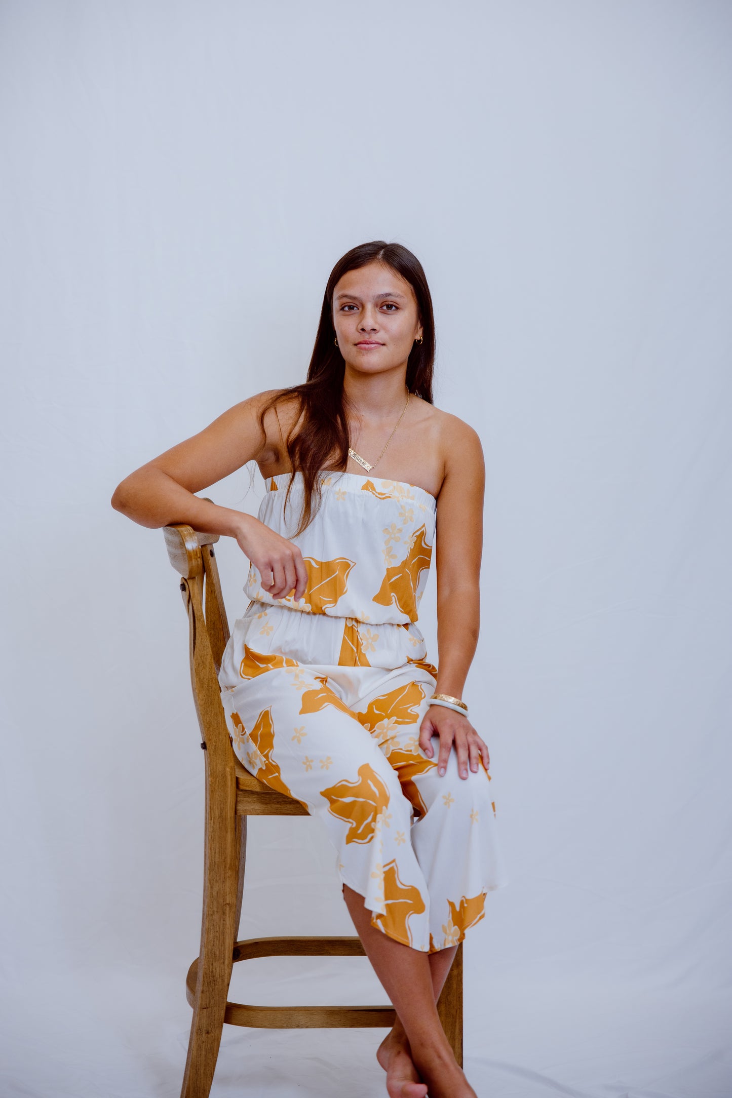 Paulele Strapless Jumpsuit - Mustard Kukui