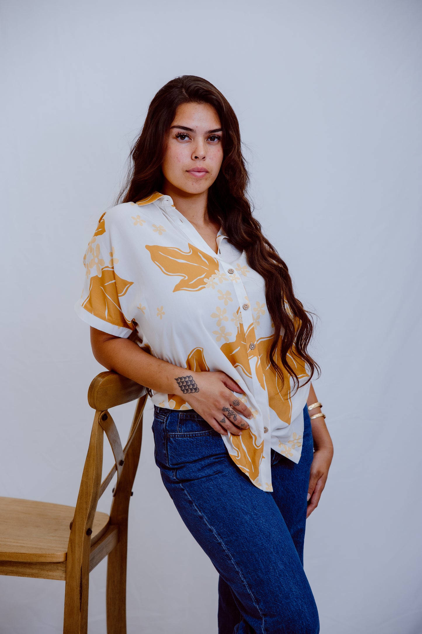 Thelma Aloha Top - Mustard Kukui