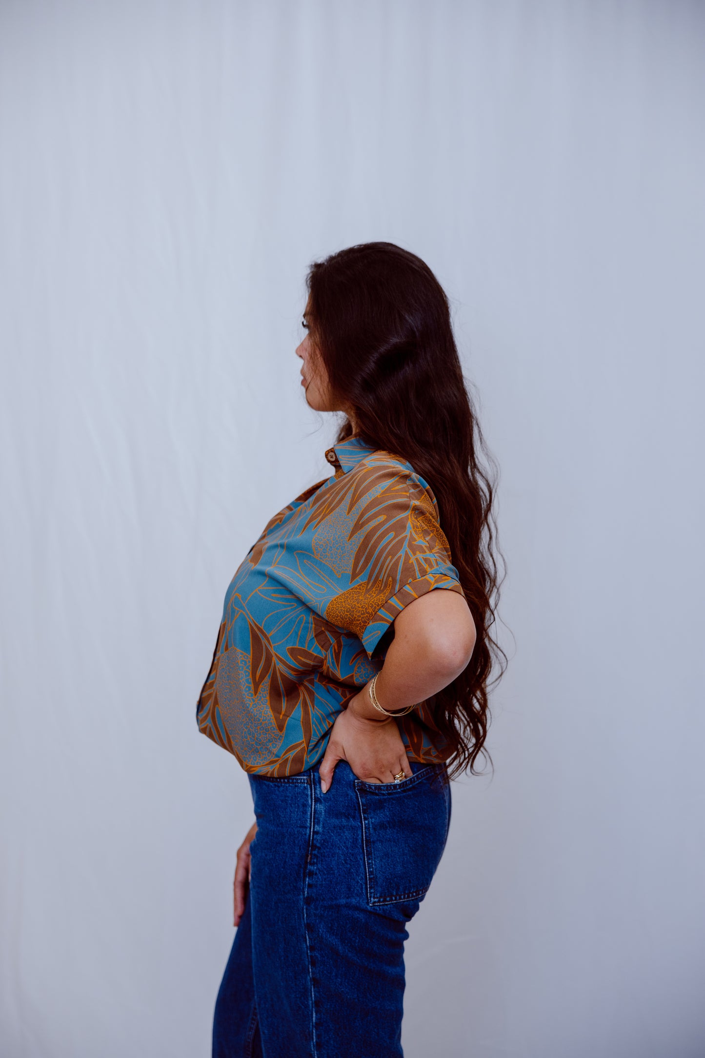 Thelma Aloha Top - Navy Ulu