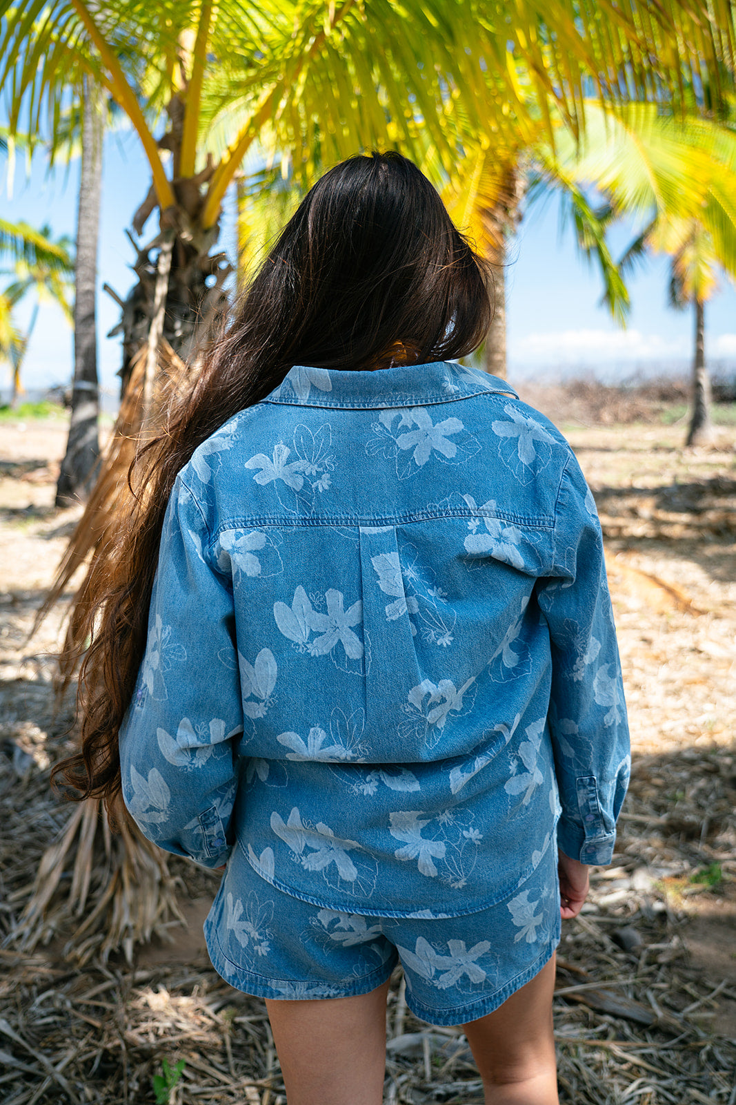 Women's Denim Button Up Top - Native Aloha