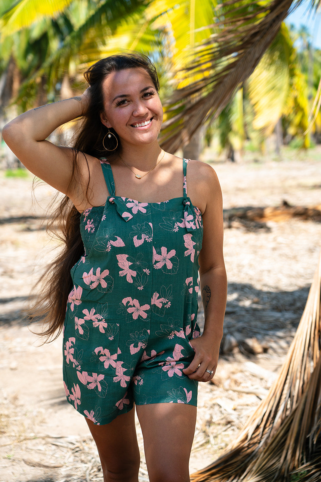 Kamakaipo Tie Overall - Teal/Bubble Gum