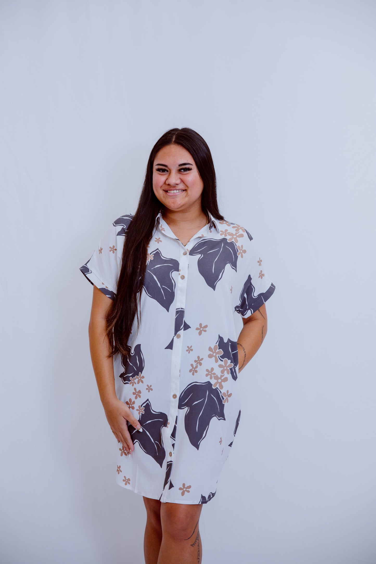 Kaikai Aloha Dress 2.0 - Charcoal Kukui