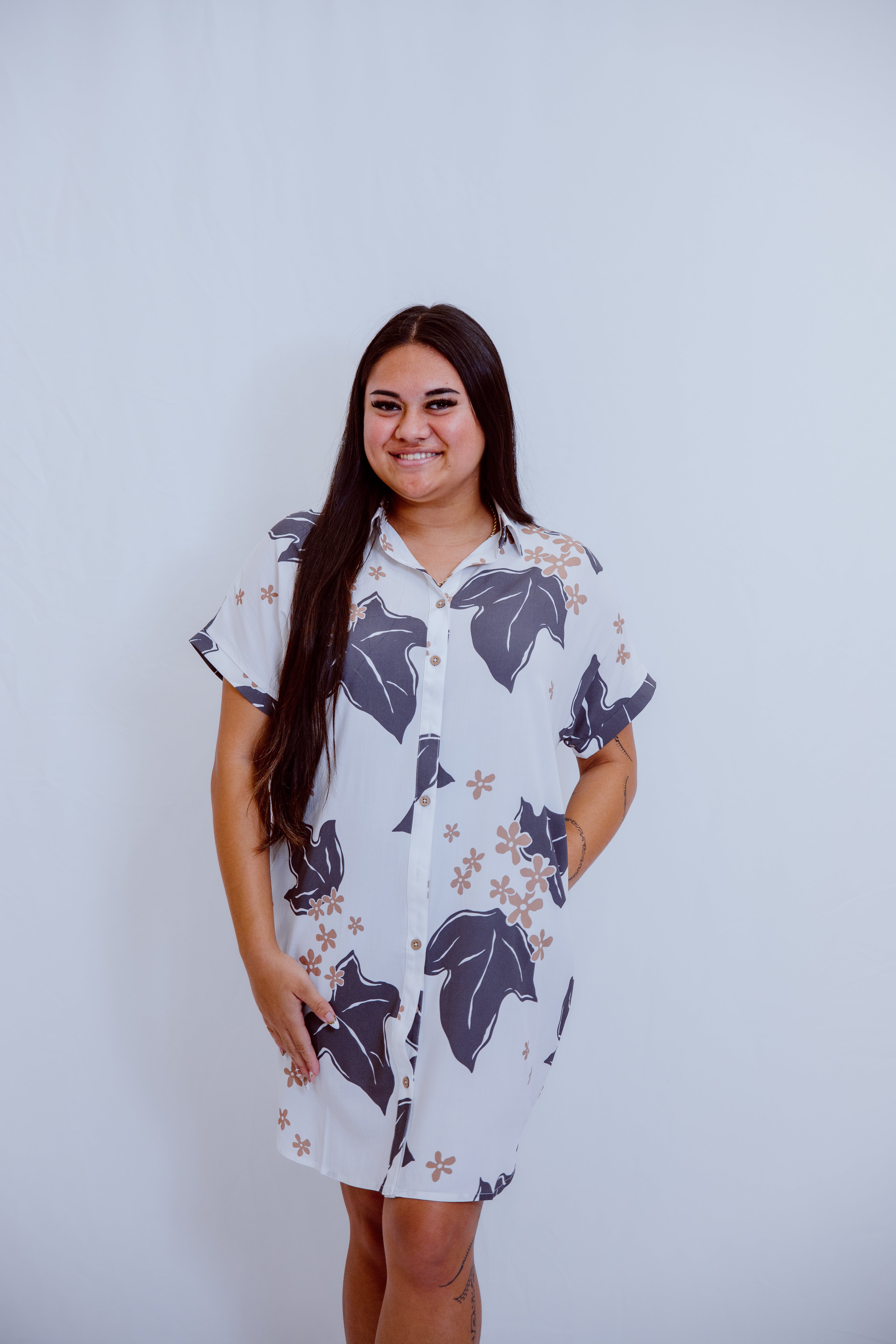 Kaikai Aloha Dress 2.0 - Charcoal Kukui
