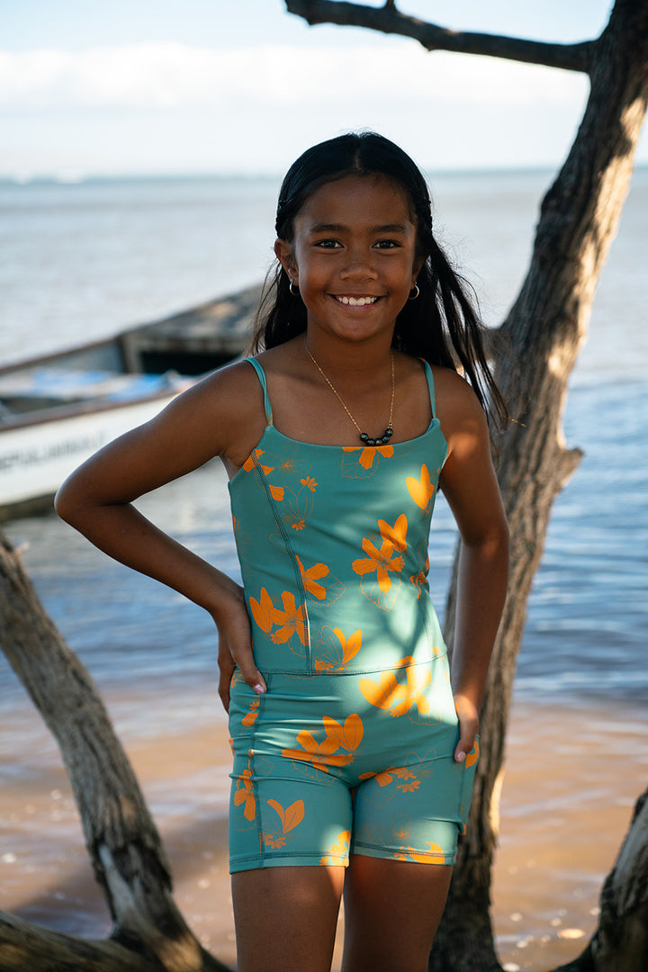 Girl’s Active Romper - Stormcloud/Tiger
