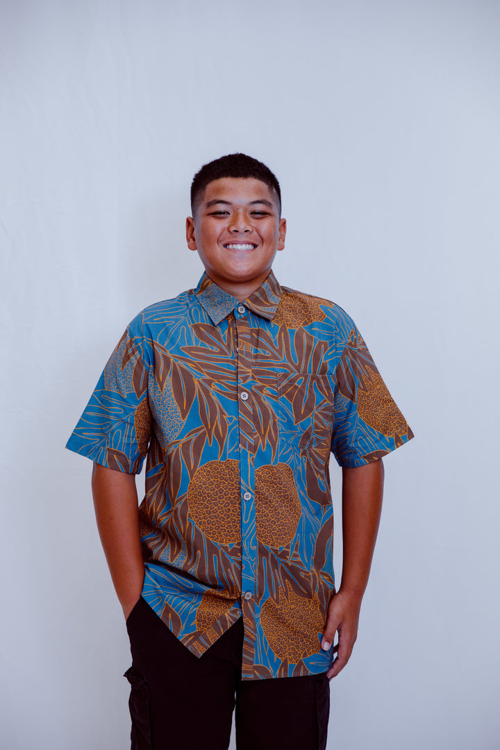Kawika Men's Aloha Shirt - Navy Ulu