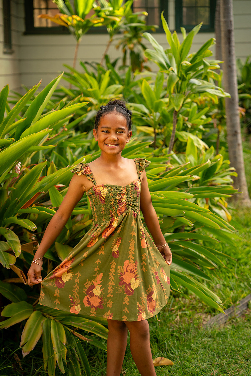 Lauena Girls Dress- Forest Luau