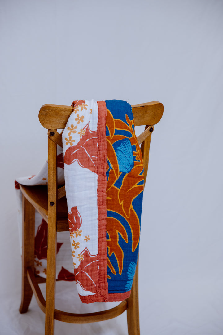Teal Koa/Cognac Kukui Muslin Blanket