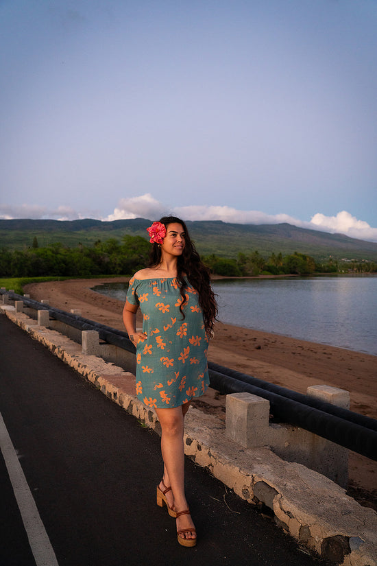 Kalena OTS Dress - Stormcloud/Tiger