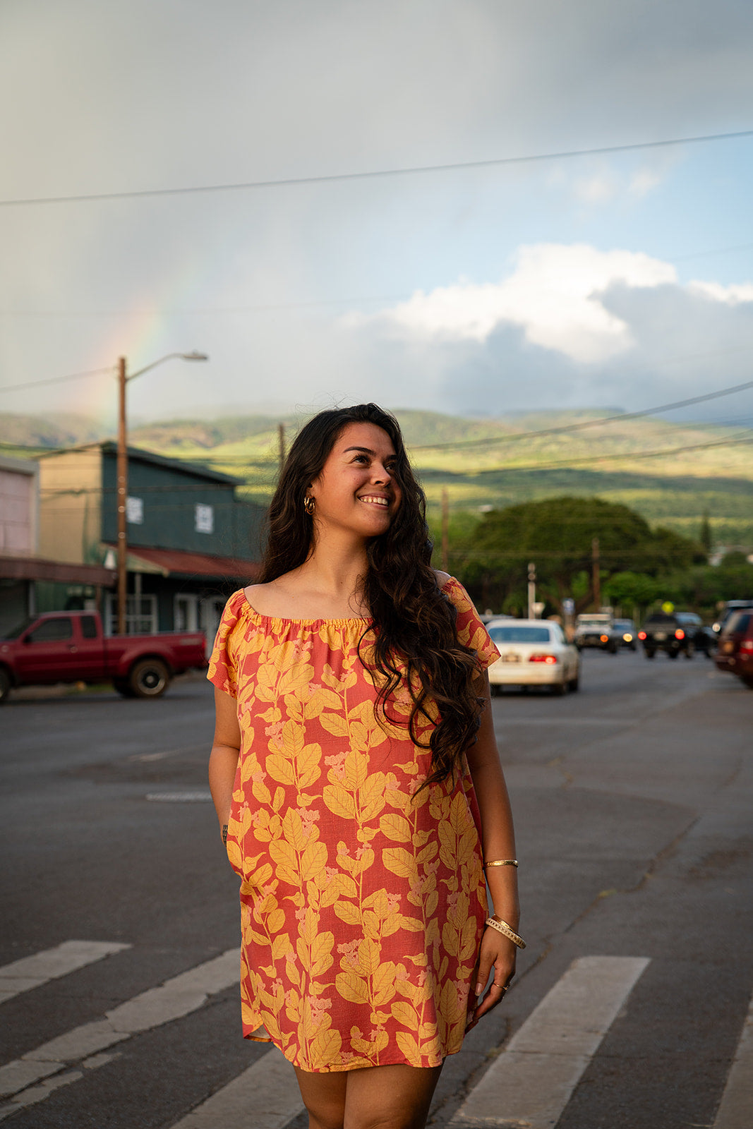 Kalena OTS Dress - Clay/Sun