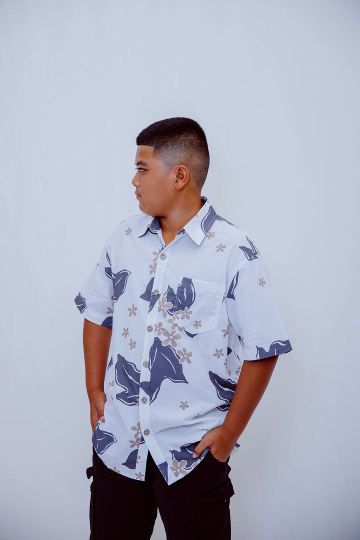 Kawika Men's Aloha Shirt - Charcoal Kukui