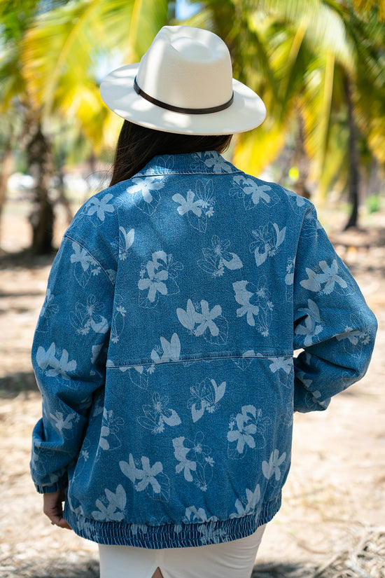 Women's Denim Bomber Jacket - Native Aloha