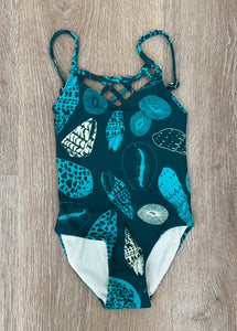Teal Shells Girls Swimsuit