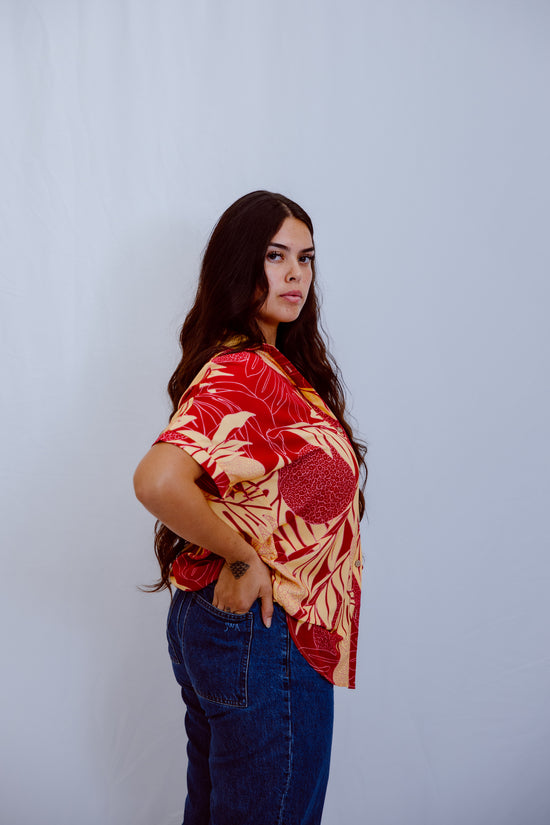 Thelma Aloha Top - Burgundy Ulu