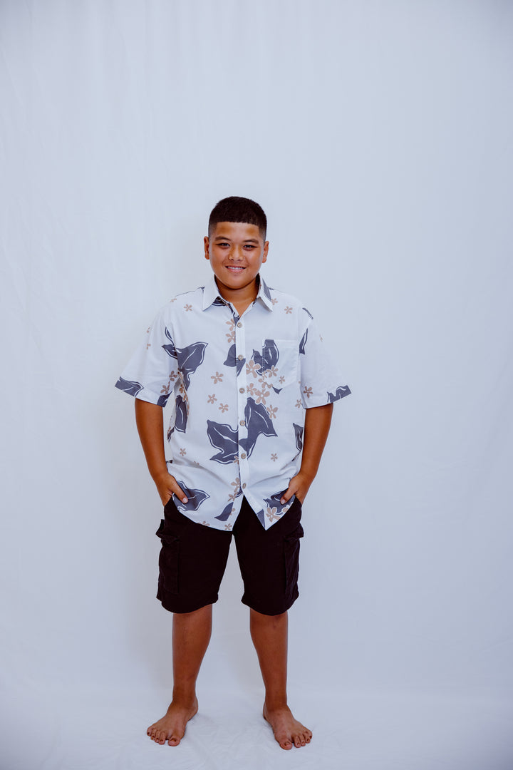Kawika Men's Aloha Shirt - Charcoal Kukui