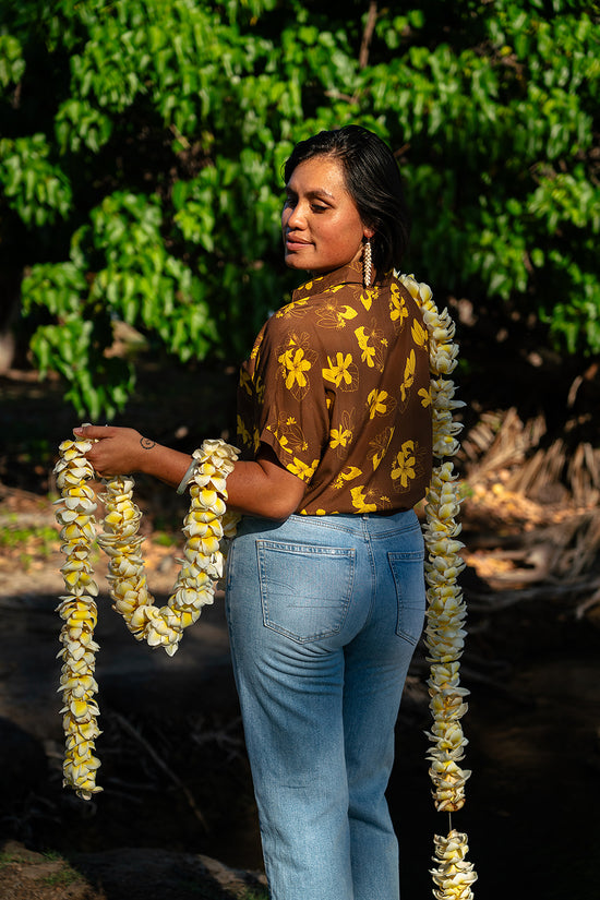 Thelma Aloha Top - Chocolate/Mustard