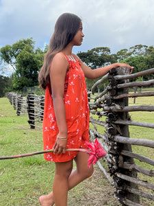 Overall Romper- Red Ginger