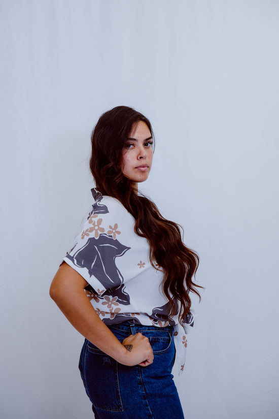 Thelma Aloha Top - Charcoal Kukui