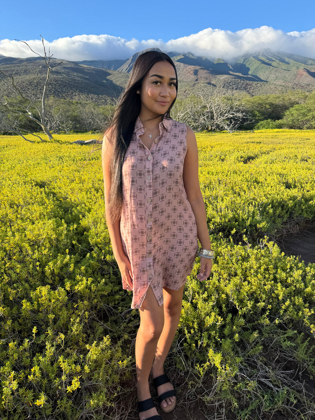 Ella Button Up Dress- Mauve