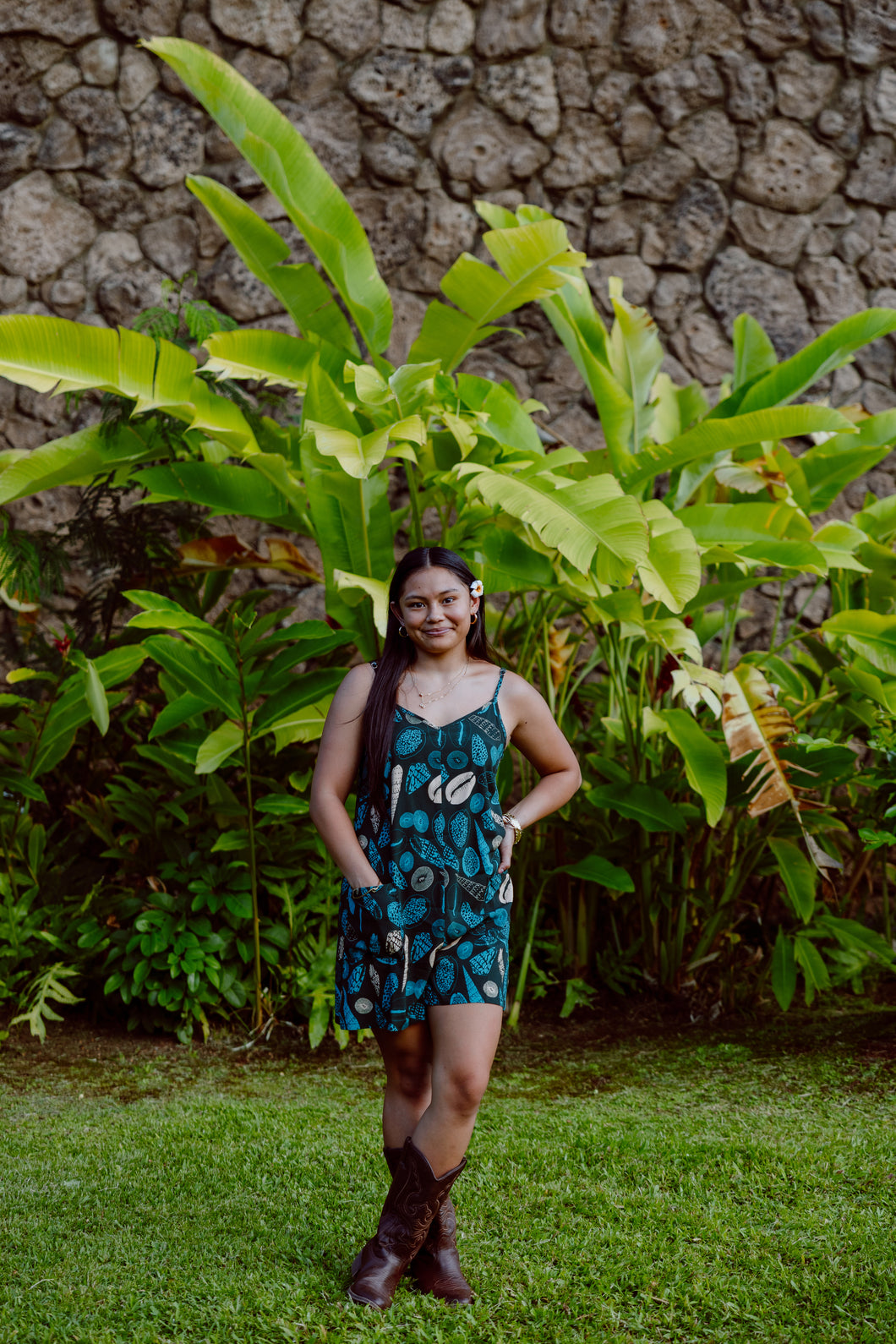 Anela Romper- Teal Shells