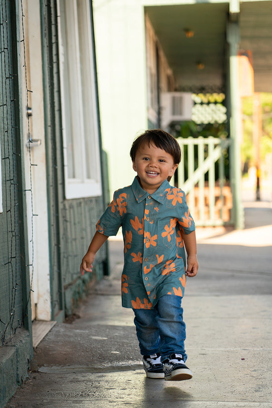 Hila Boy's Aloha Shirt  - Stormcloud/Tiger