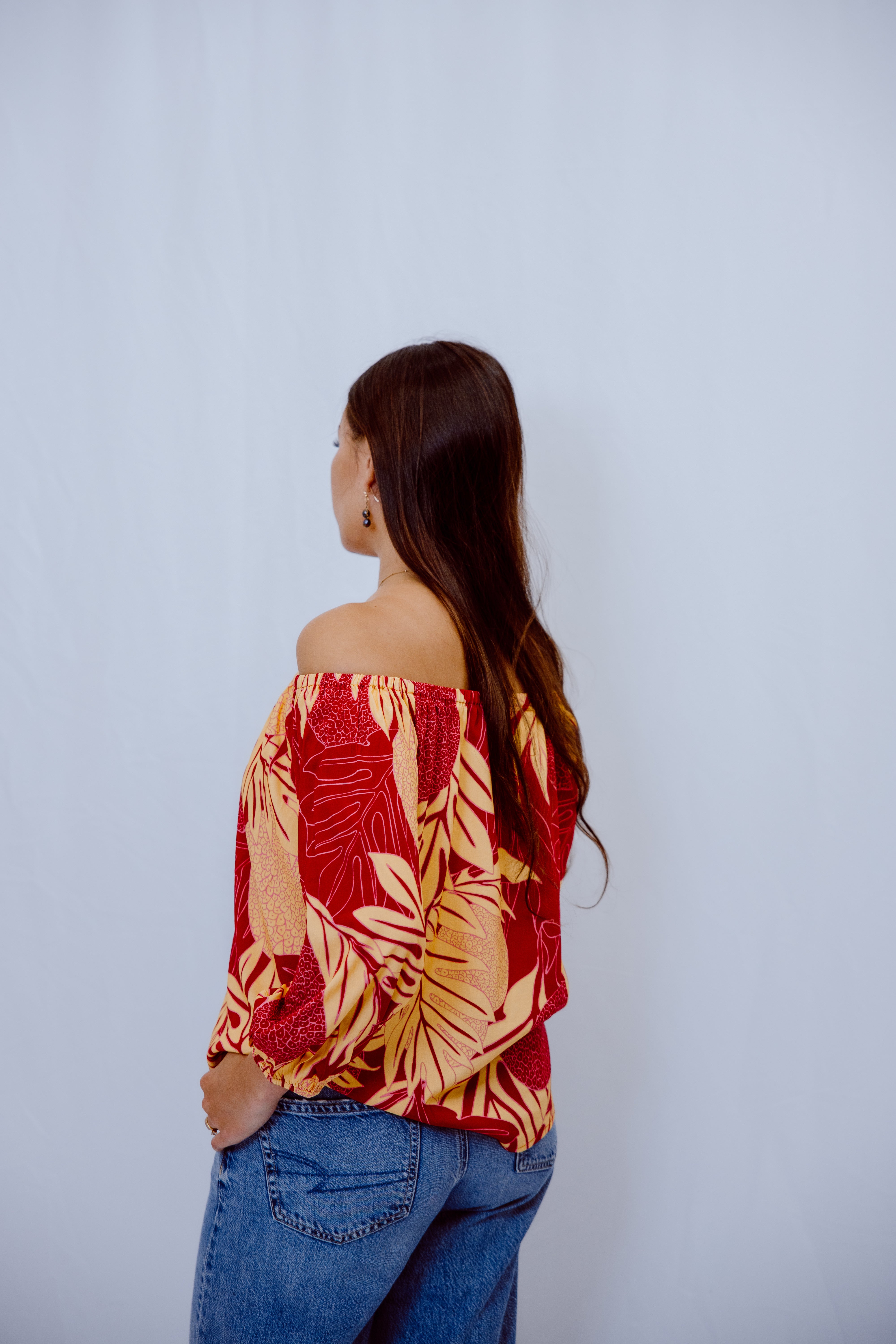 Hi'iaka OTS Long Sleeve Top - Burgundy Ulu