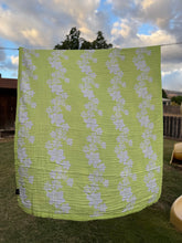 Load image into Gallery viewer, Gray Shells/Yellow Gardenia Muslin Blanket
