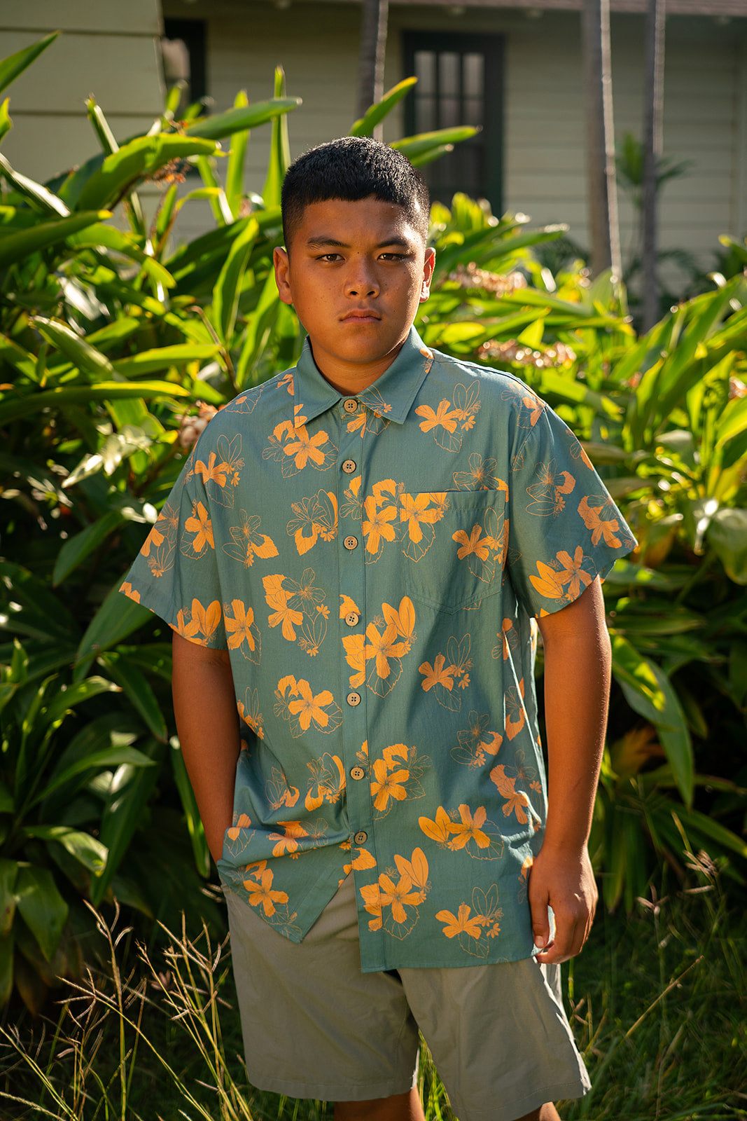 Kawika Men's Aloha Shirt - Stormcloud/Tiger