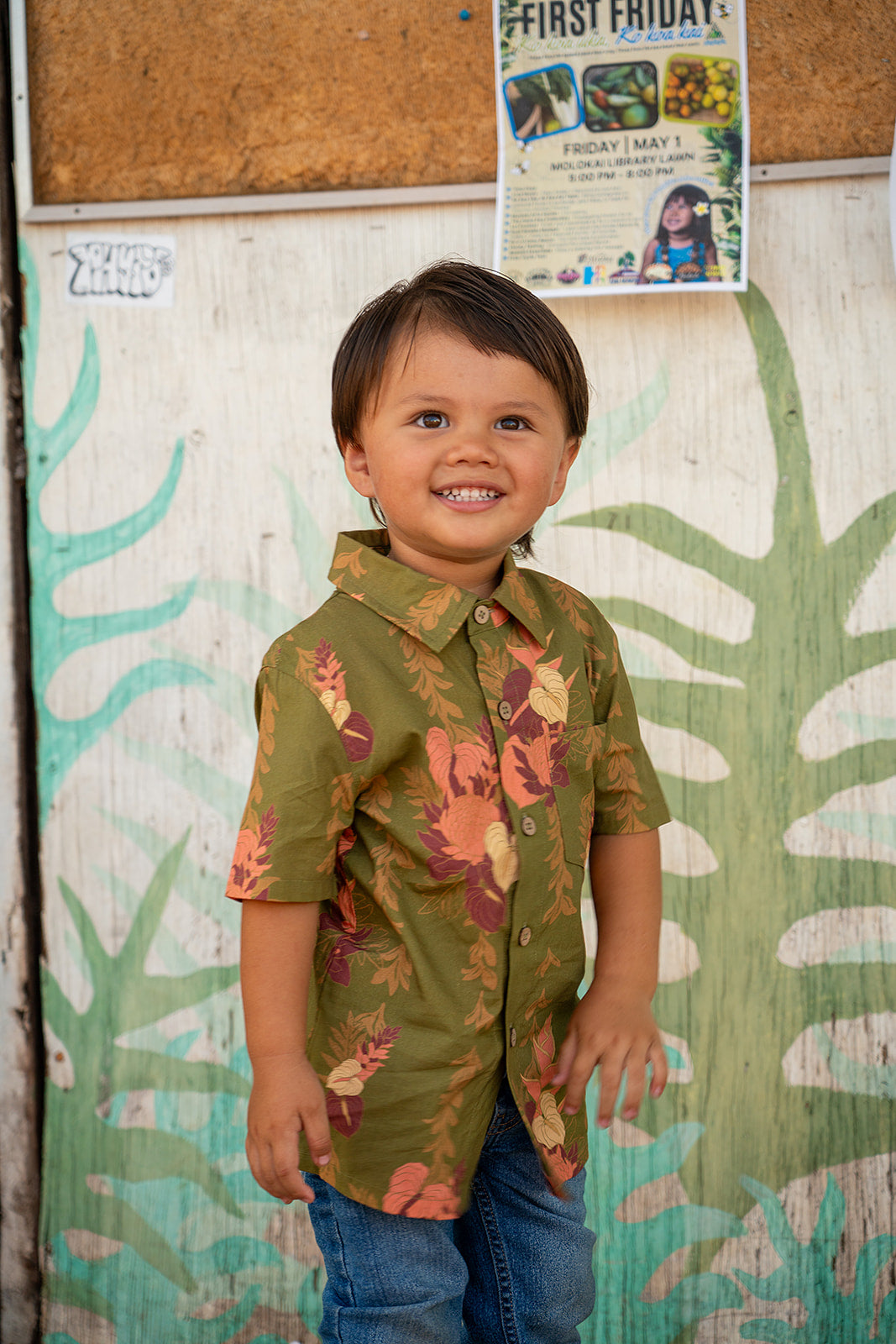Hila Boy's Aloha Shirt  - Forest Luau
