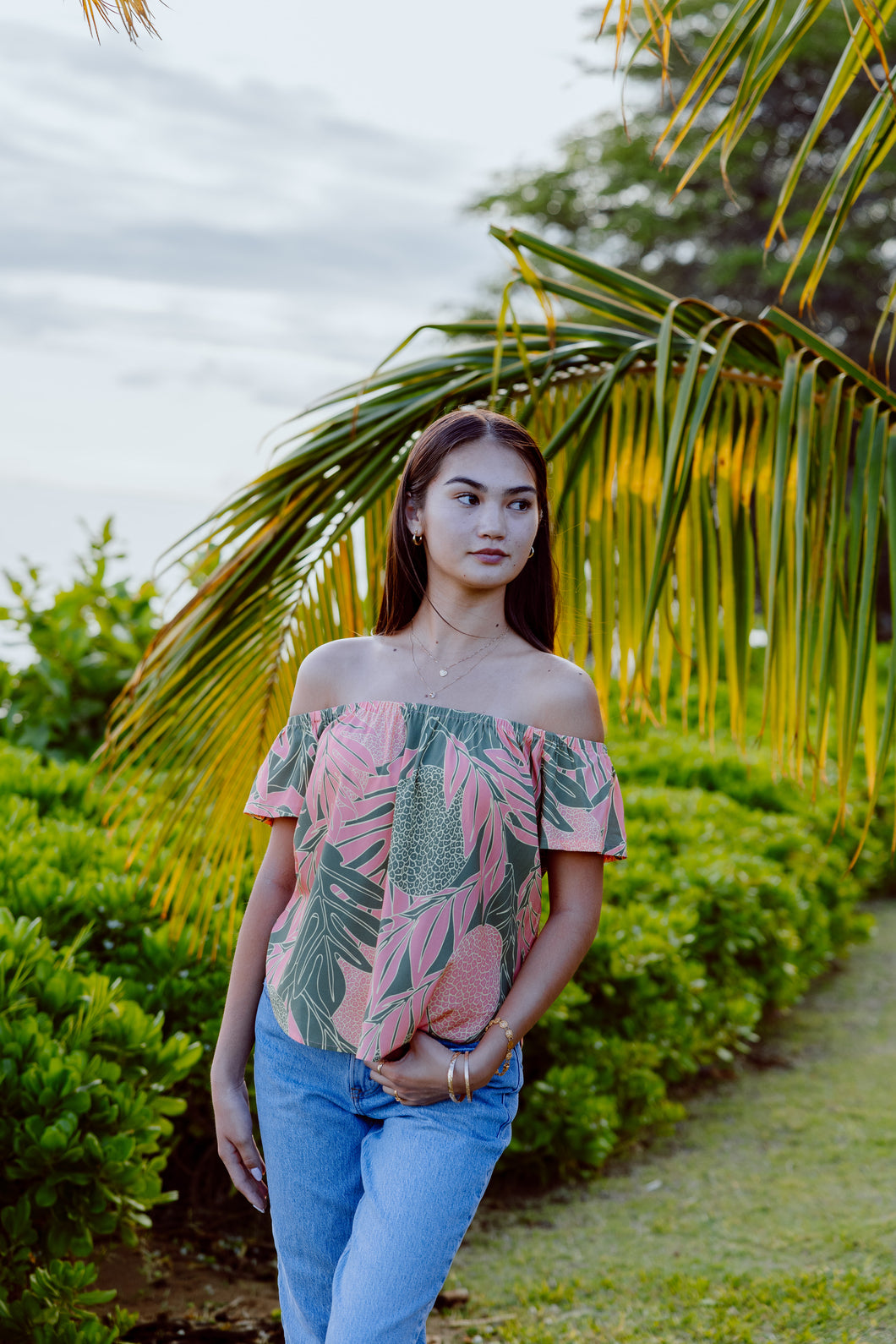 Leimana Off The Shoulder Top- Pink Ulu