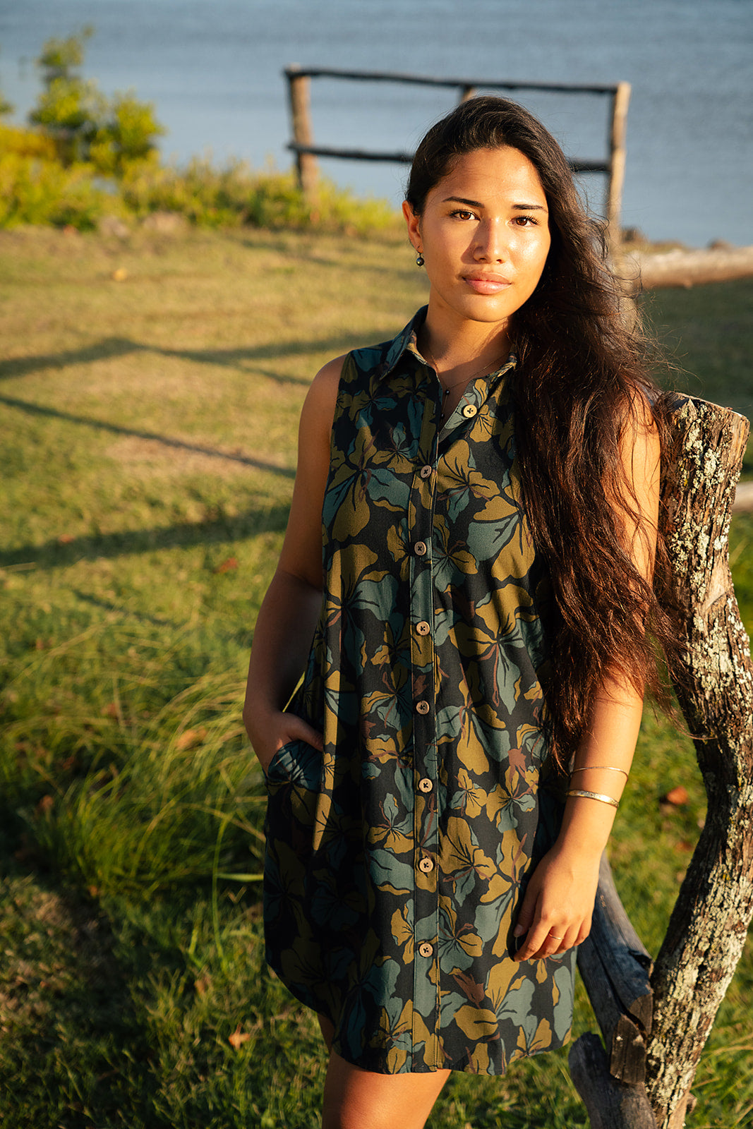 Ella Button Up Dress - Peacock