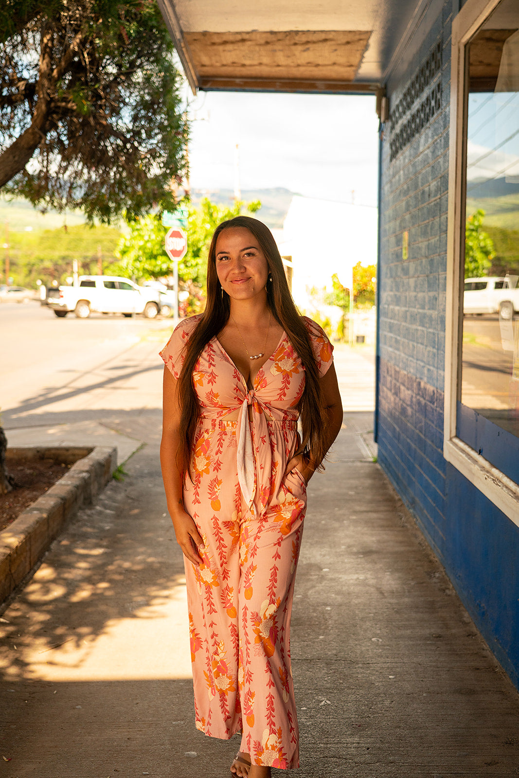 Le'ale'a Jumpsuit- Apricot Luau