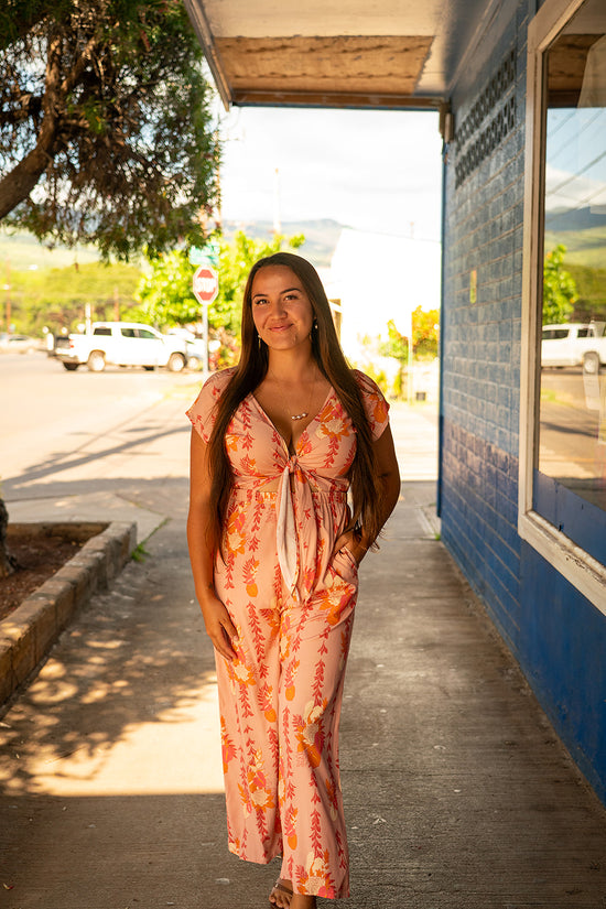 Le'ale'a Jumpsuit- Apricot Luau