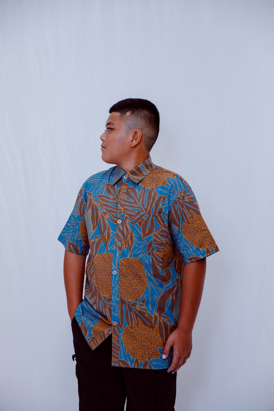 Kawika Men's Aloha Shirt - Navy Ulu