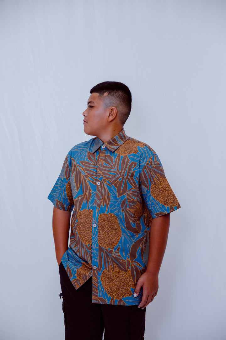Kawika Men's Aloha Shirt - Navy Ulu