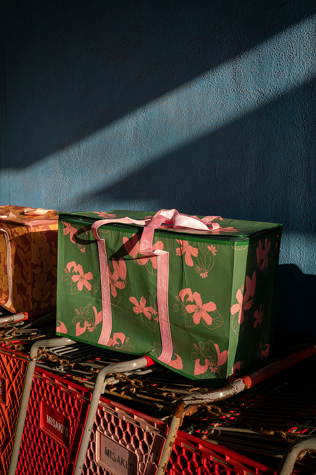 Chunky Zippered Bag- Teal/Pink
