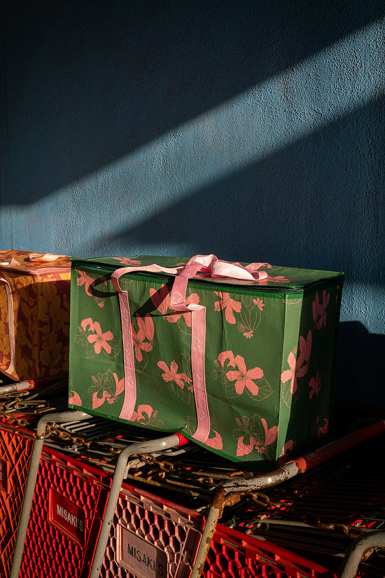 Chunky Zippered Bag- Teal/Pink