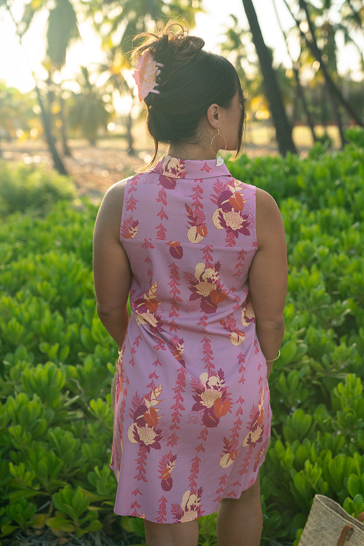 Ella Button Up Dress - Lilac