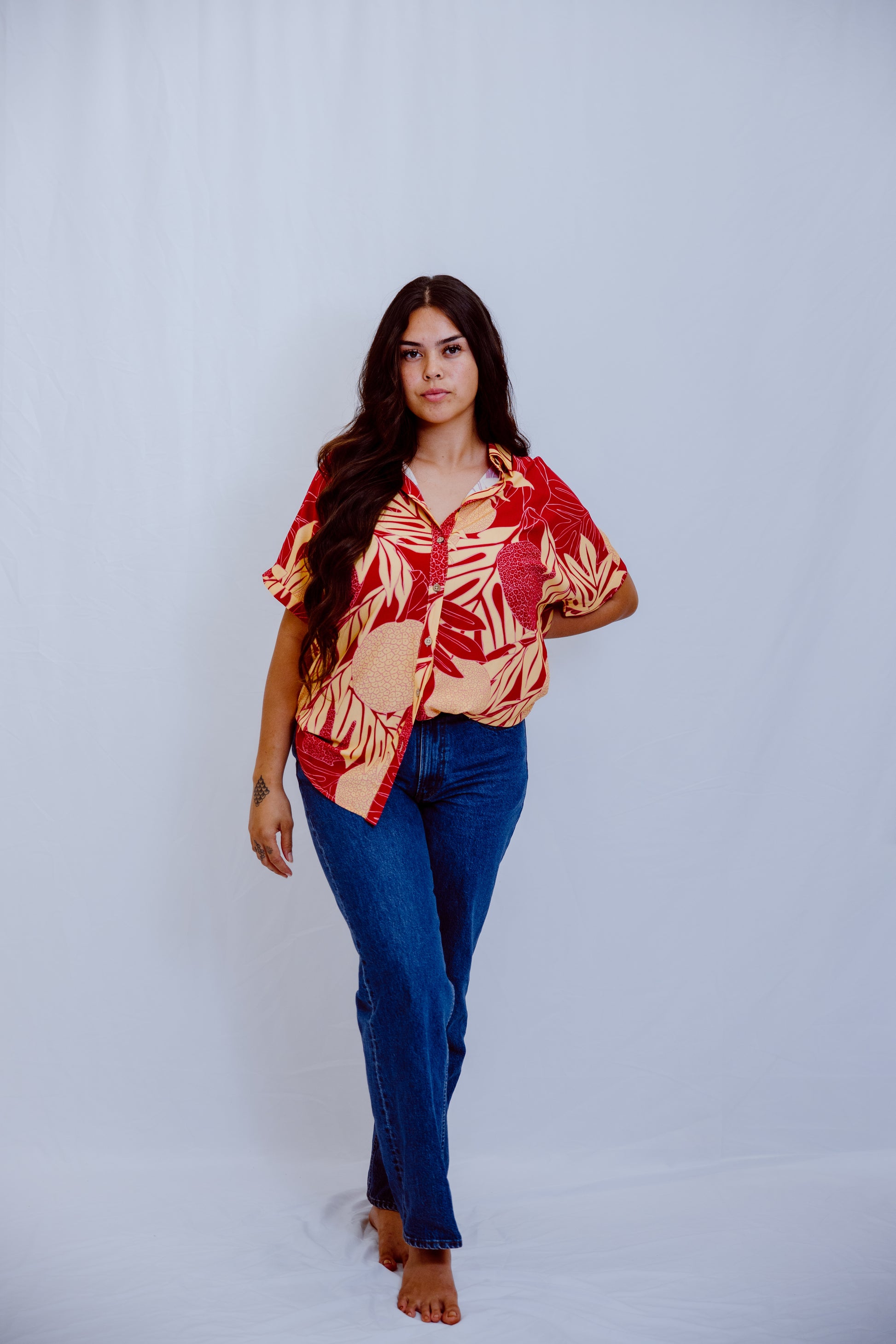 Thelma Aloha Top - Burgundy Ulu