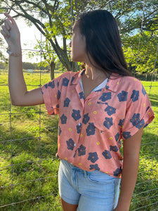 Dainty Pua Coral Button Up Top