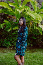 Load image into Gallery viewer, Mahina Long Sleeve Dress- Teal Shells
