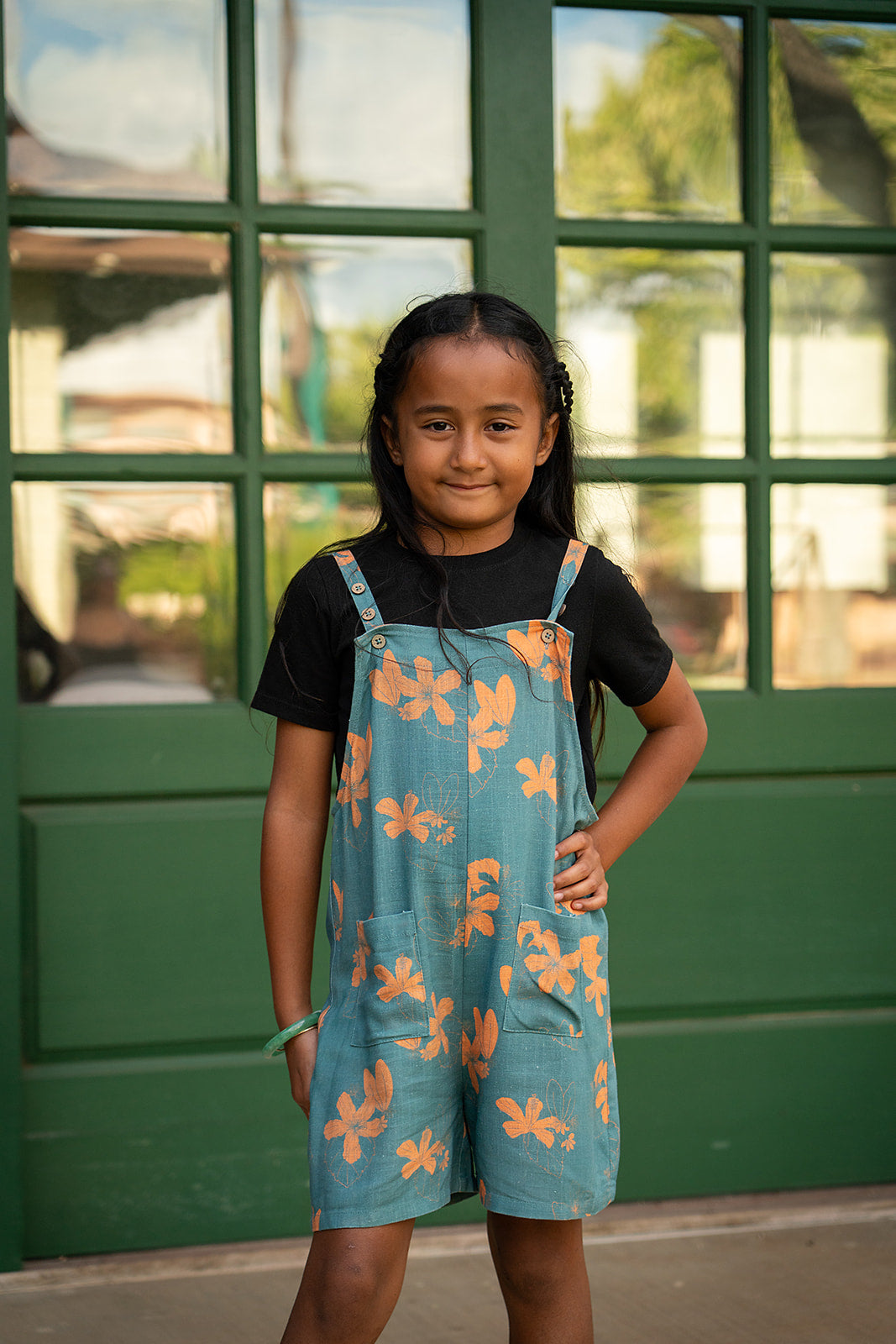 Kapu Button Girl's Overall - Stormcloud/Tiger