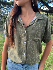 Kia Olive Button Up Top