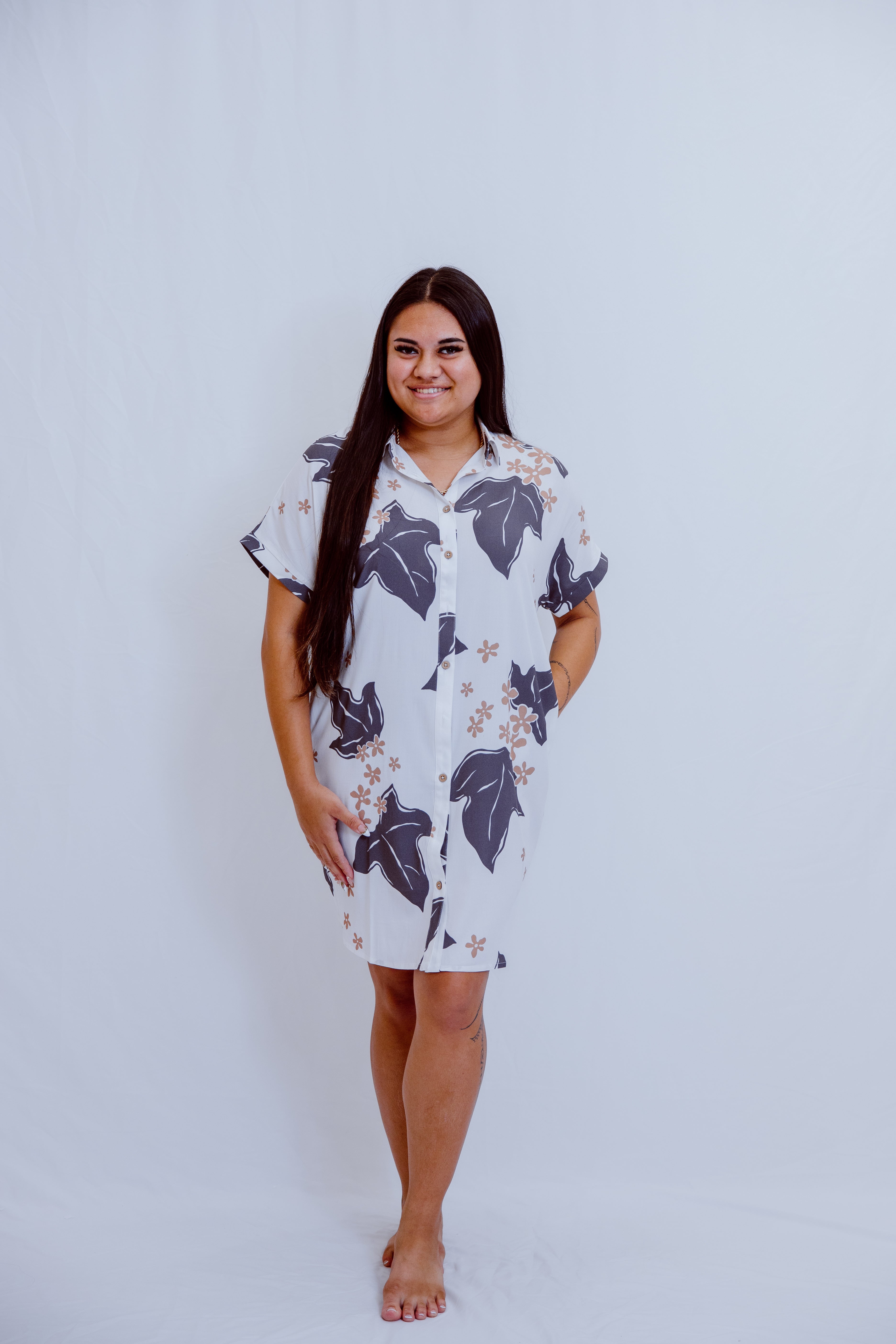 Kaikai Aloha Dress 2.0 - Charcoal Kukui