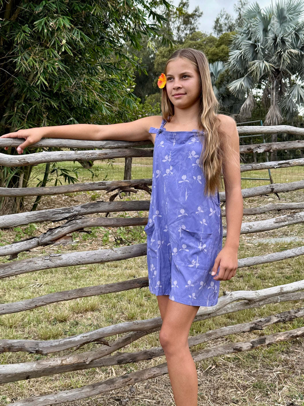 Overall Romper-Periwinkle Ginger