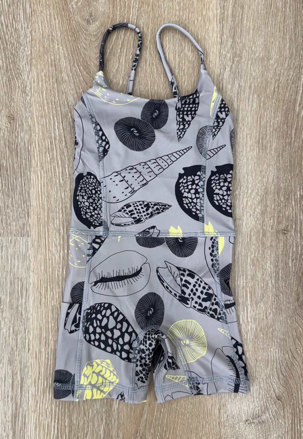 Gray Shells Girls Active Romper